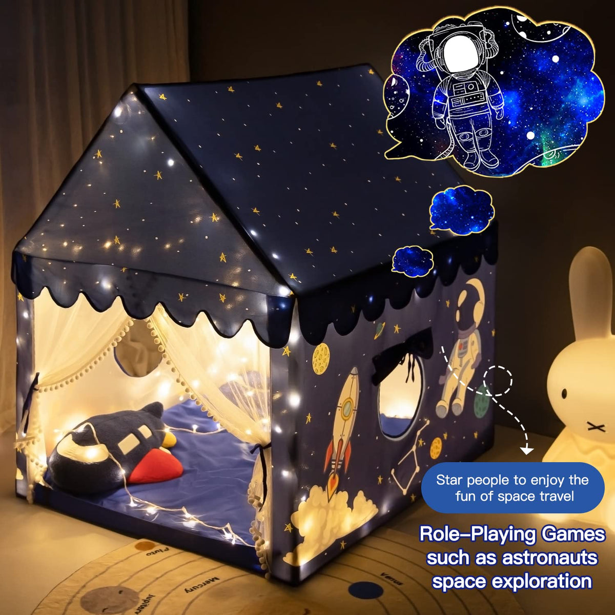 Kids Play Tent Playhouse Indoor Tents for Kids Boys Spaceship Space Rocket
