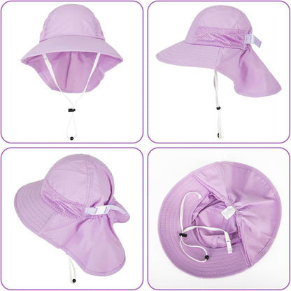 Toddler Baby Sun Hat Kids Summer UPF 50+ for Boys Girls Adjustable Beach Hats with Bucket Wide Brim