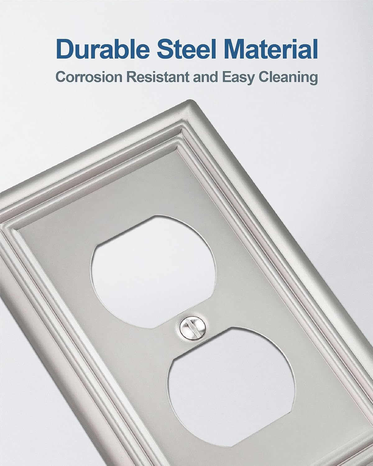 6-Pack Duplex Wall Plate, Decorative Satin Nickel Outlet Cover, Metal Wall Plates for Electrical