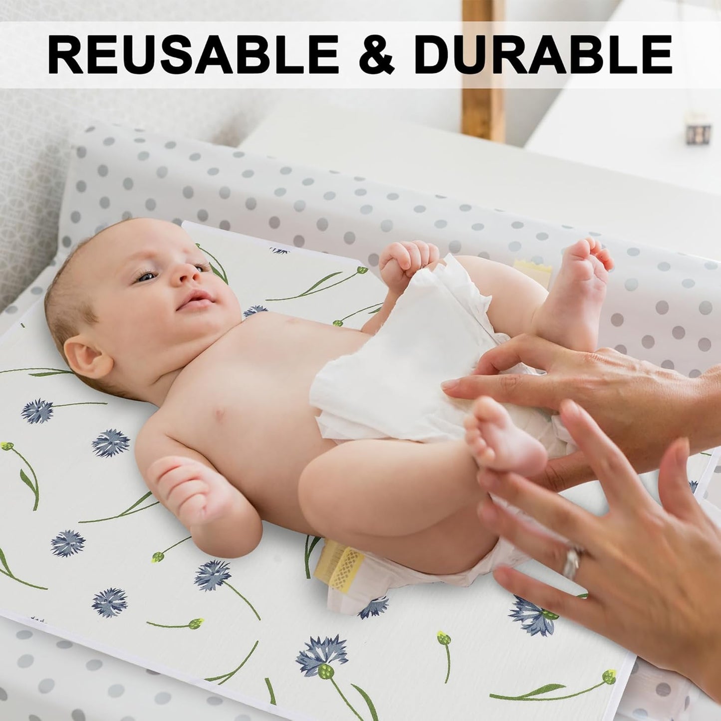 Baby Diaper Changing Pad, 19.7"x25.6" Waterproof Changing Pad Liners with 100% Muslin Cotton Front