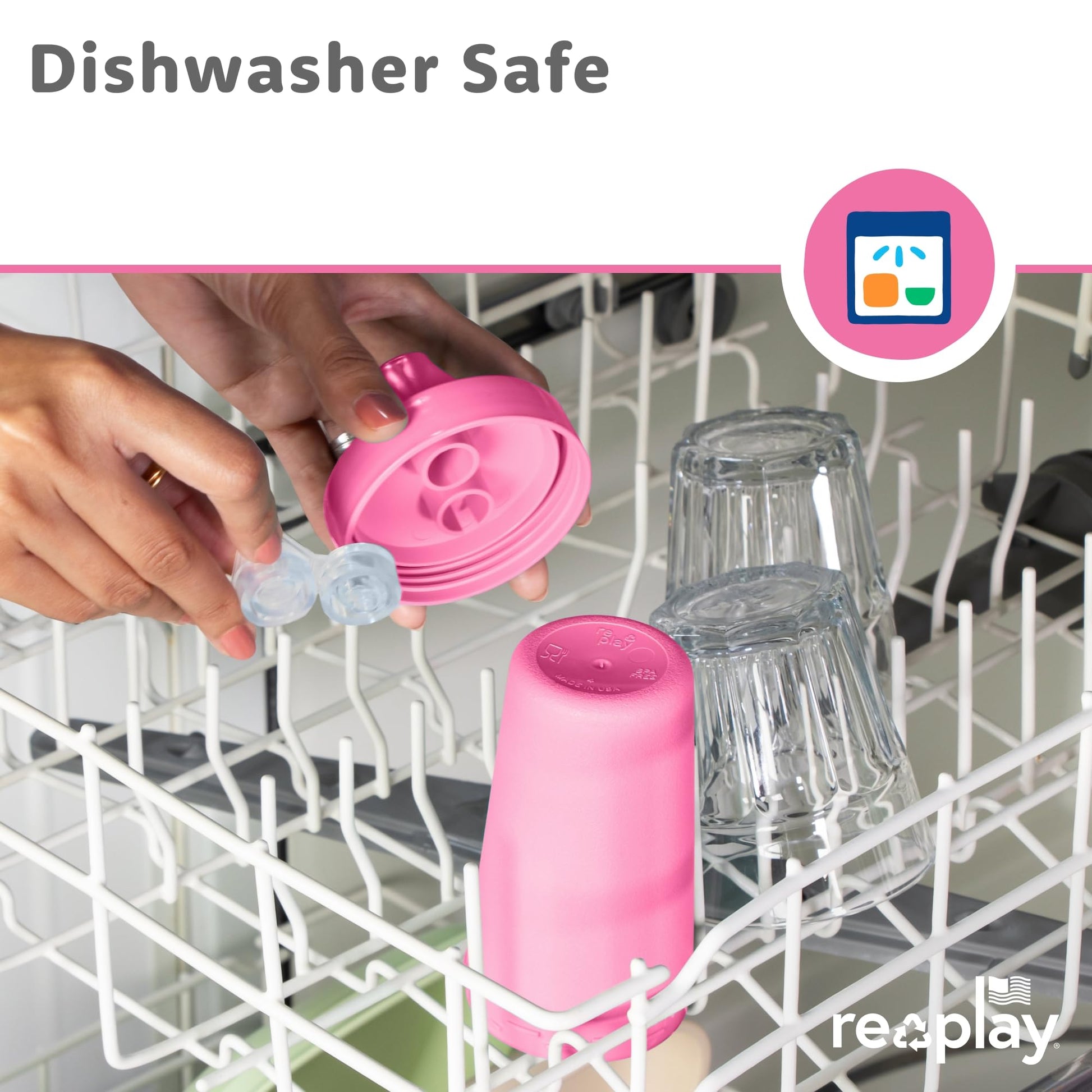 Re-Play Spill-Proof Sippy Cups for Toddlers - Kids Reusable 10 Oz Set of 3, Dishwasher & Microwave