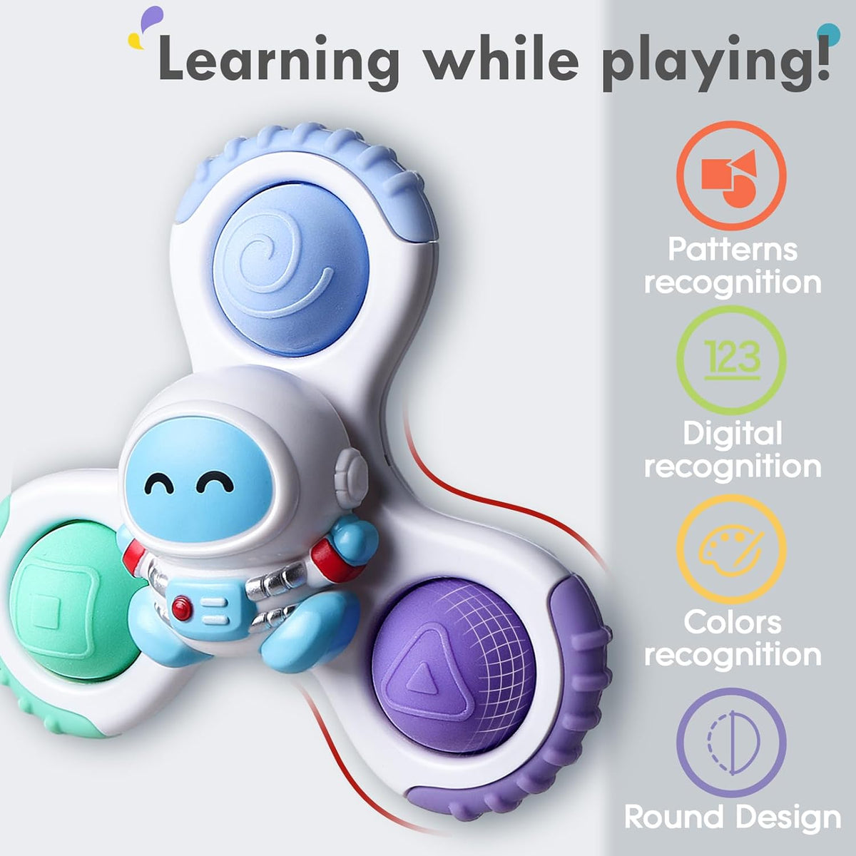 ALASOU 3PCS Pop Suction Cup Spinner Toys for 1 Year Old Boy Girl|Novelty Spinning Tops Toddler Toys
