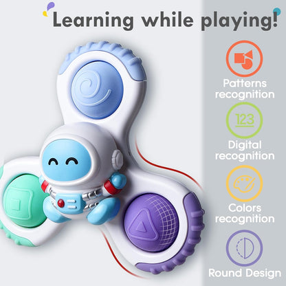 ALASOU 3PCS Pop Suction Cup Spinner Toys for 1 Year Old Boy Girl|Novelty Spinning Tops Toddler Toys