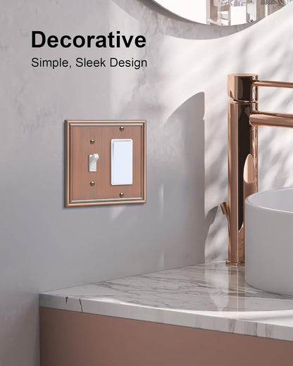 2-Pack Combo Toggle/Decorator Light Switch Cover Plate, Antique Copper Decorative Electrical Outlet
