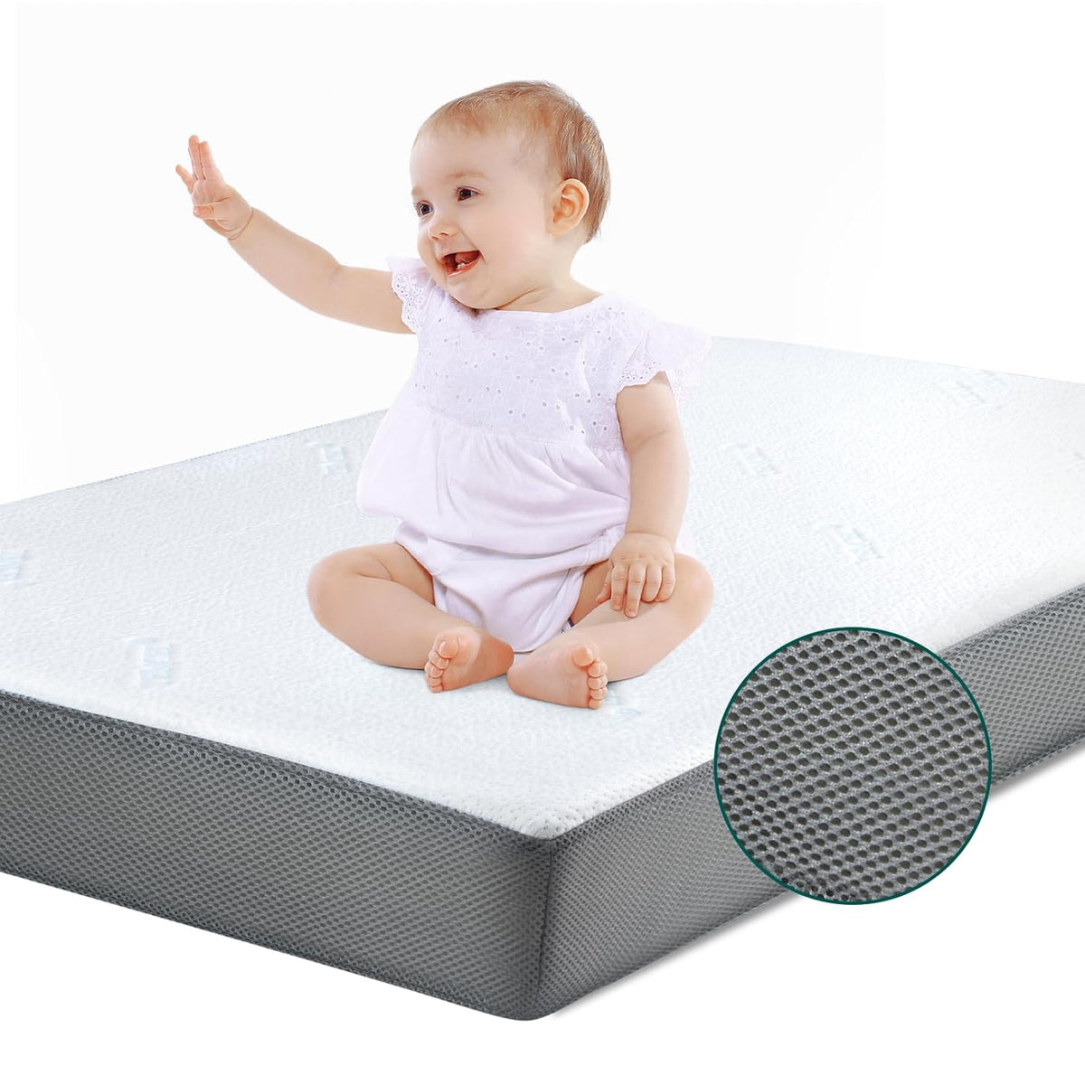 BABELIO Premium Memory Foam Crib Mattresses, 2-Stage, with Waterproof Lining & Removable Cover, for