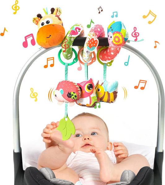Jollybaby Crib Stroller Car Seat Toys for Baby 0-3-6-9-12 Months, Tummy Time Hanging Sensory Toys