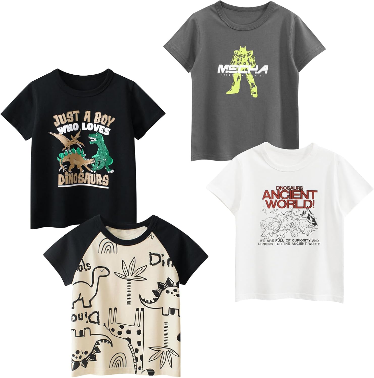 Boys' 4-Pack Excavator Short Sleeve Crewneck T-Shirts Top Tee Size 2-7 Years Toddler Boys' Value