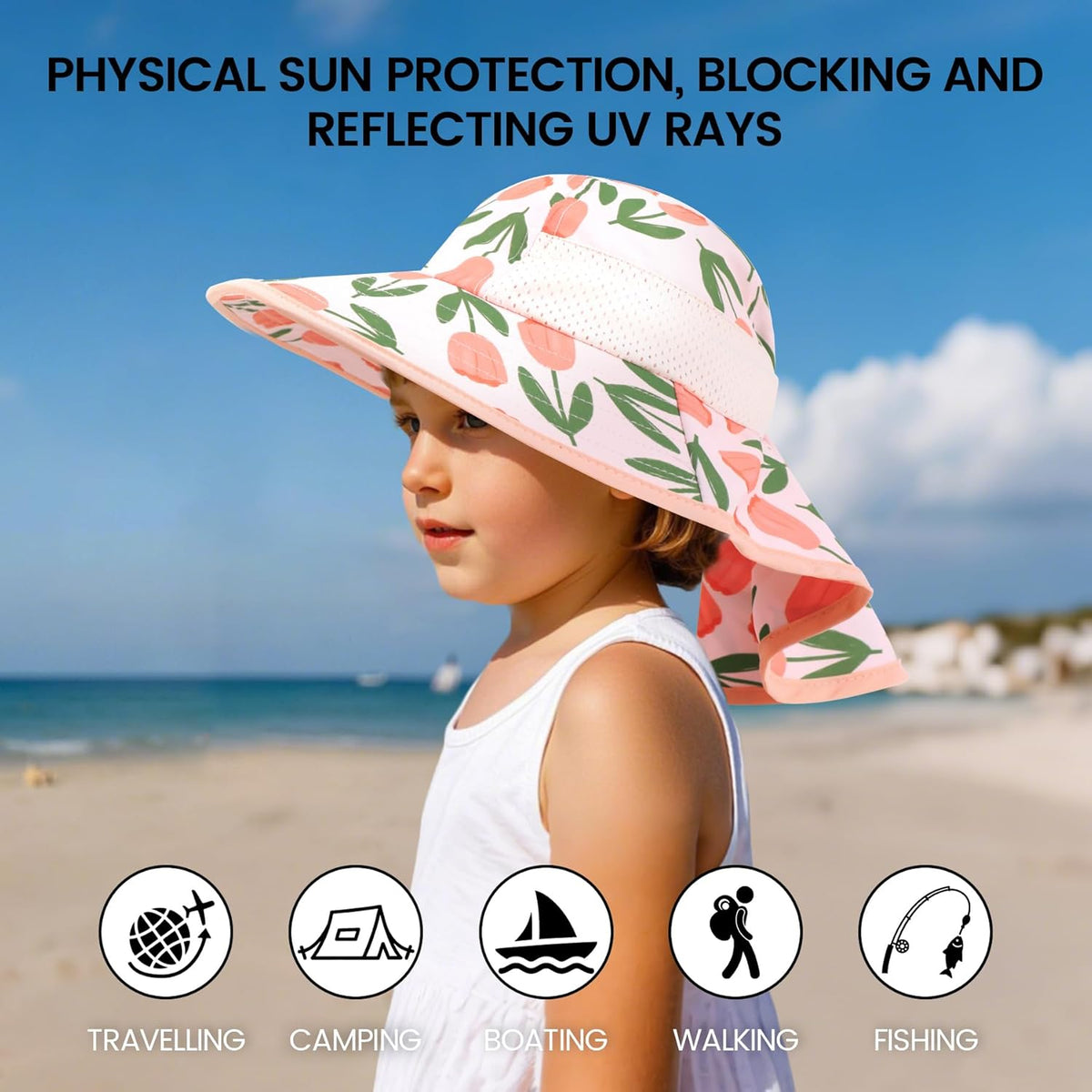 Baby Sun Hat with Neck Flap for Sun Protection Toddler Beach Hat UPF 50+ Outdoors 0-6 Years Boys