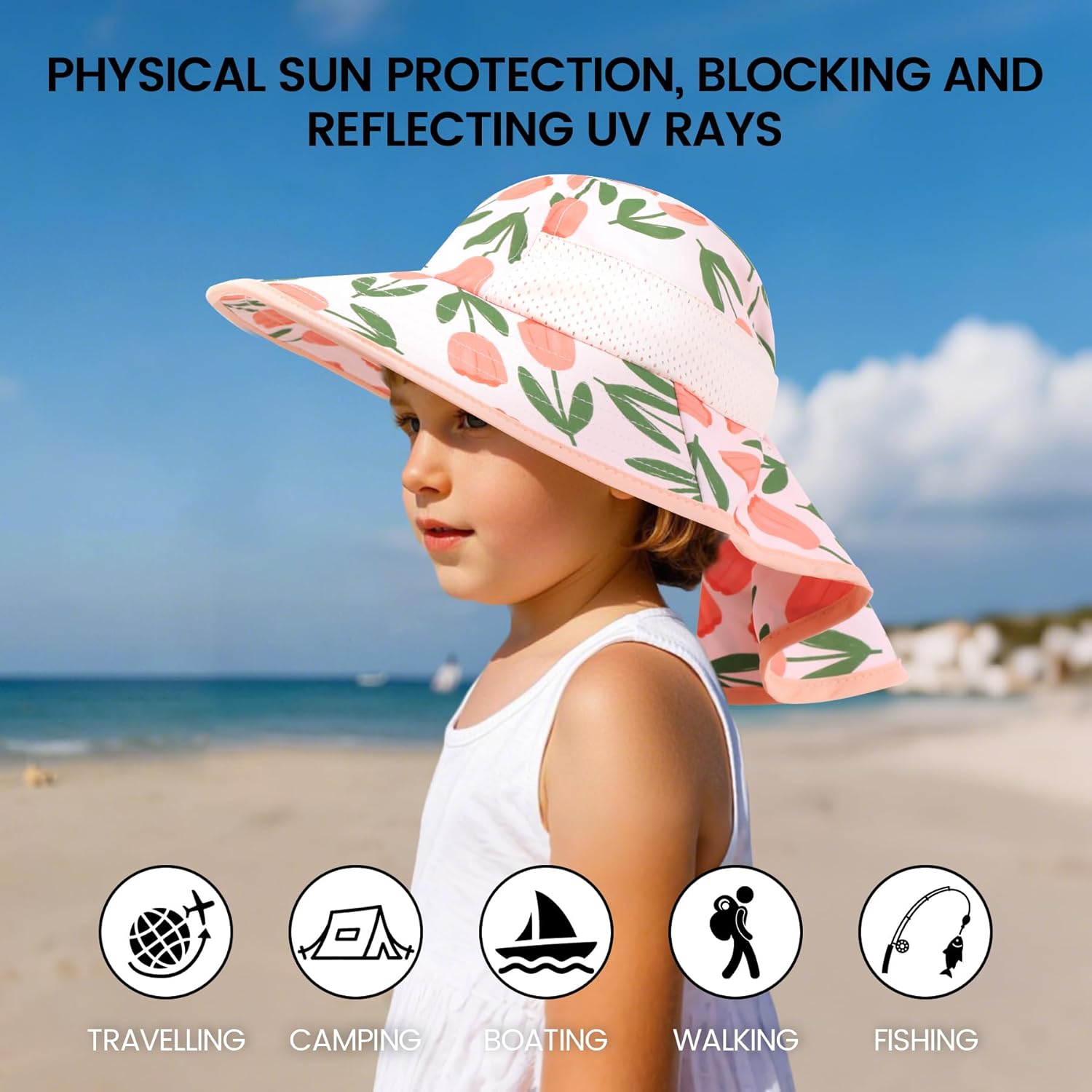 Baby Sun Hat with Neck Flap for Sun Protection Toddler Beach Hat UPF 50+ Outdoors 0-6 Years Boys