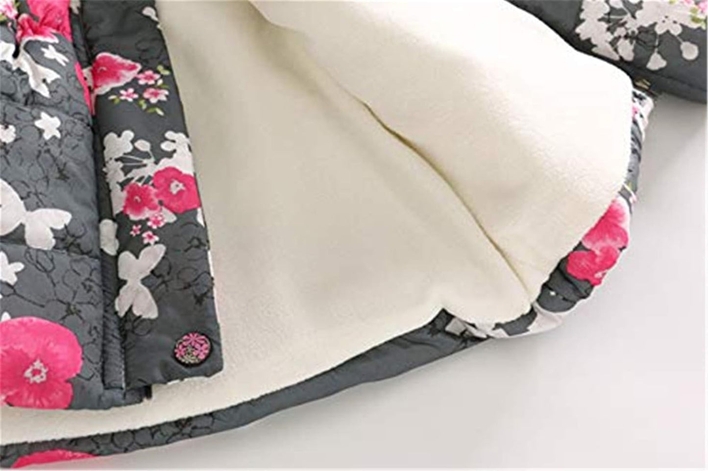 Miss Bei Girl's Winter Coat Jacket Hooded Kids Toddler Flower Print Parka Outwear Warm Cotton