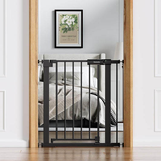 BABELIO Baby Gate for Doorways and Stairs, 26-31" Pet Gate with Wide Walk Thru Door and Lock