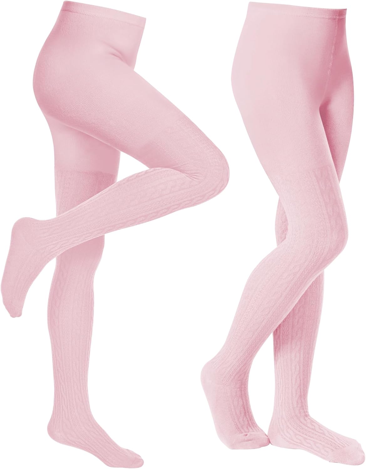 Baby Girls Tights Cable Knit Toddler Leggings Winter Solid Cotton Tights School Stockings 2 Pack
