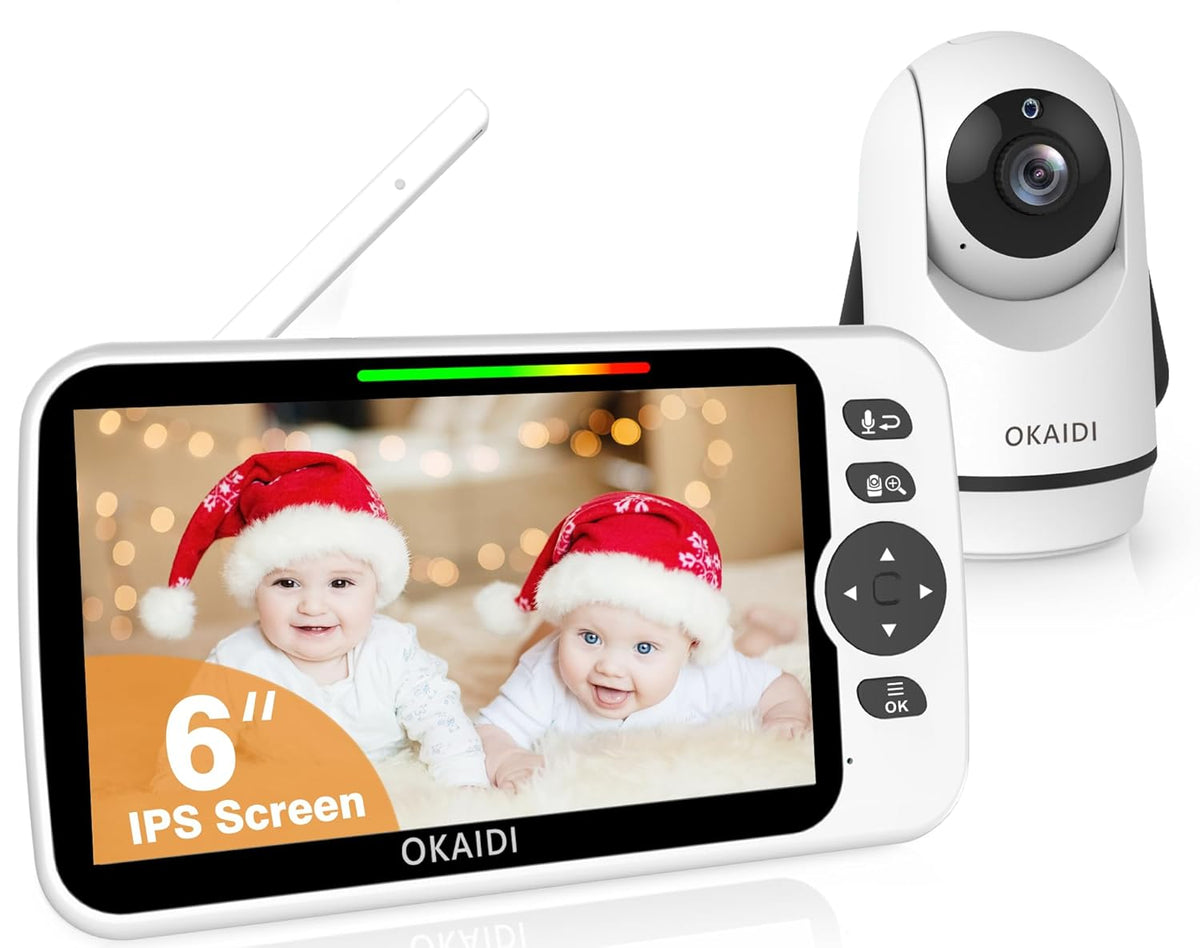 Baby Monitor No WiFi, 6" Extra-Large IPS Screen with 30-Hrs Battery, 1000ft Baby Monitor with