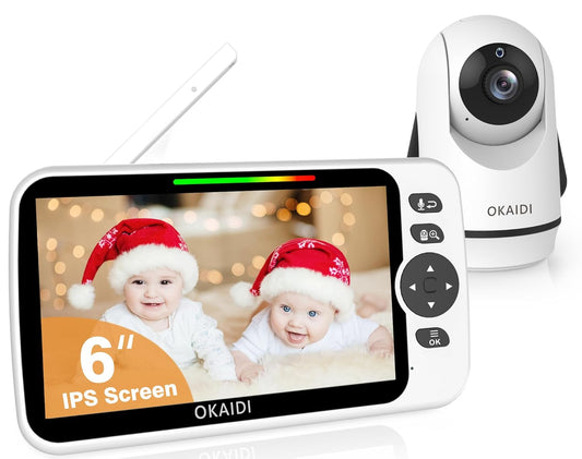 Baby Monitor No WiFi, 6" Extra-Large IPS Screen with 30-Hrs Battery, 1000ft Baby Monitor with