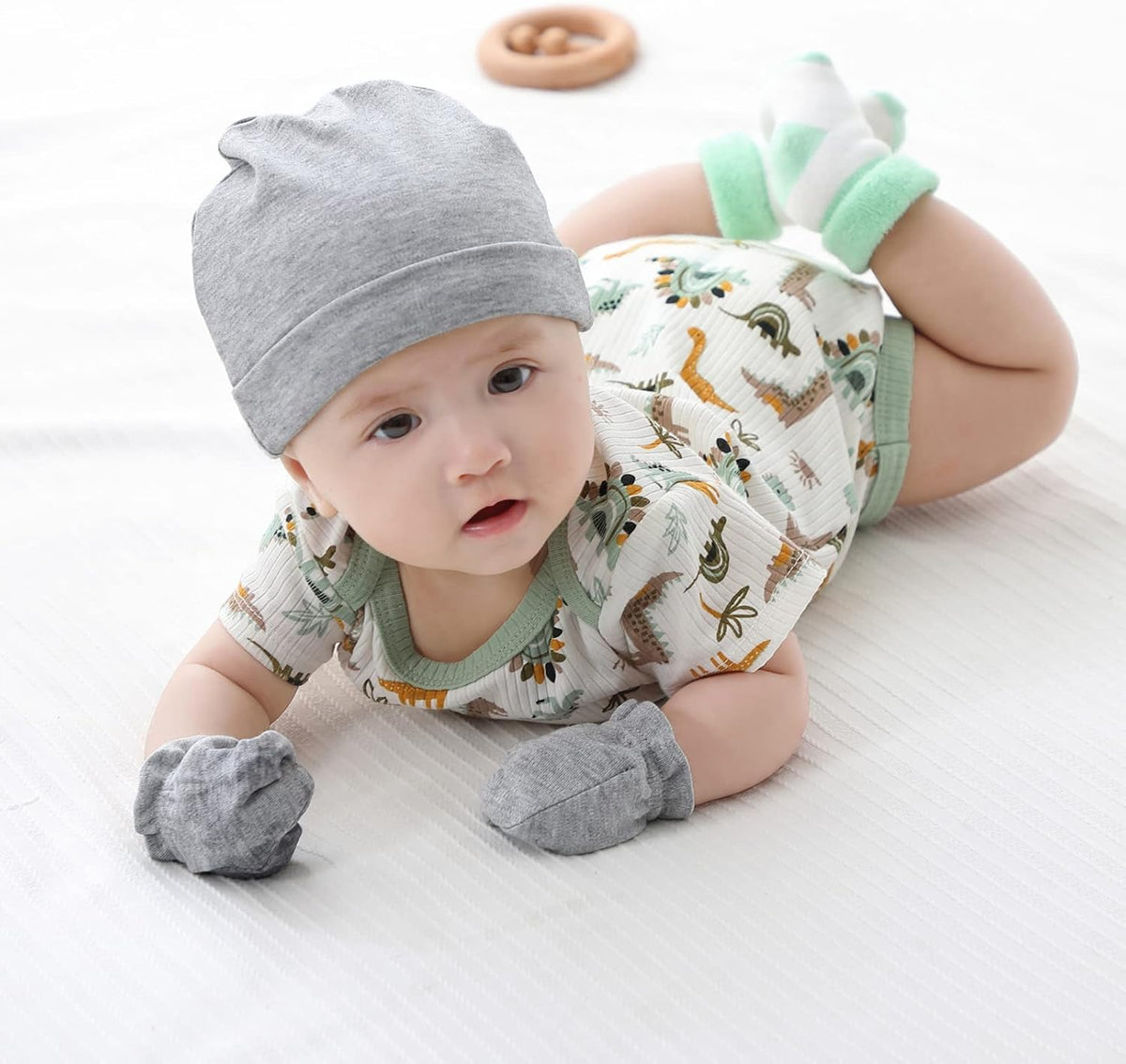 Baby Hat and Mittens Set Newborn Baby Hats Caps for Baby Boys Girls 0-6 Months 100% Cotton