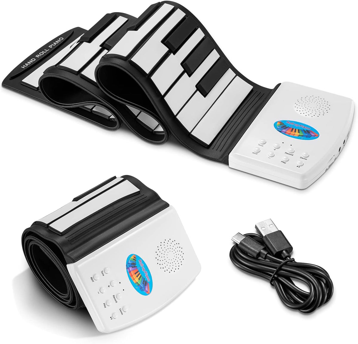 49 Key Roll Up Keyboard Piano, Portable Digital Electric Foldable Piano Keyboard, Rechargeable, 47