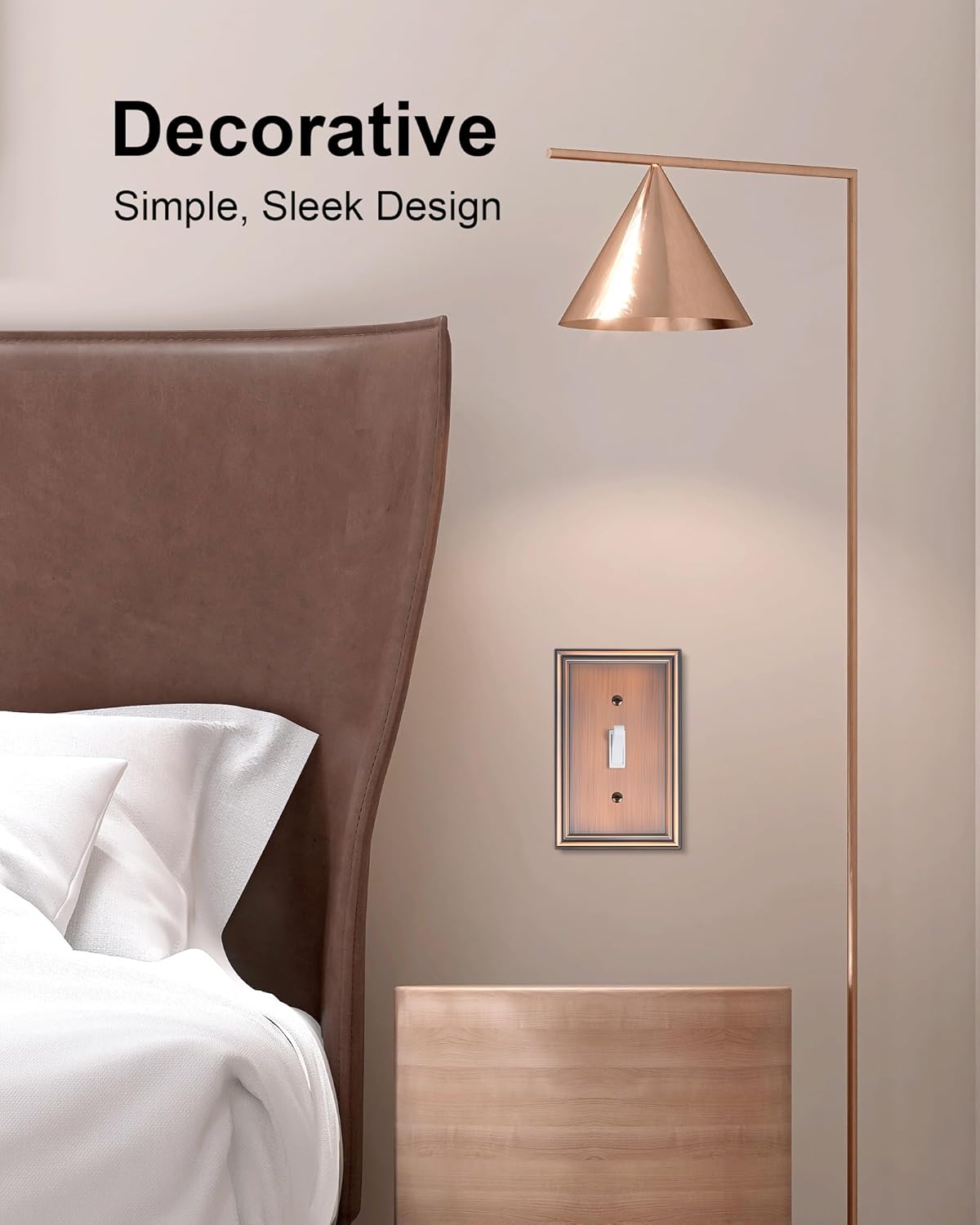 2-Pack Single Toggle Light Switch Cover Plate, Durable Solid Zinc Alloy Decorative Switch Plate
