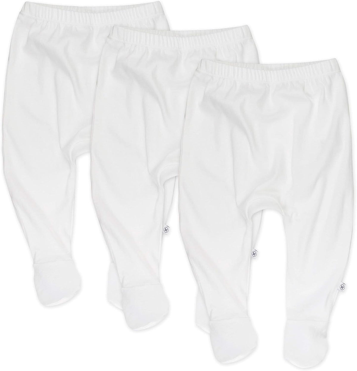 HonestBaby 3-pack Footed Pants Roomy Fit Pull on Bottoms 100% Organic Cotton for Infant Baby Boys