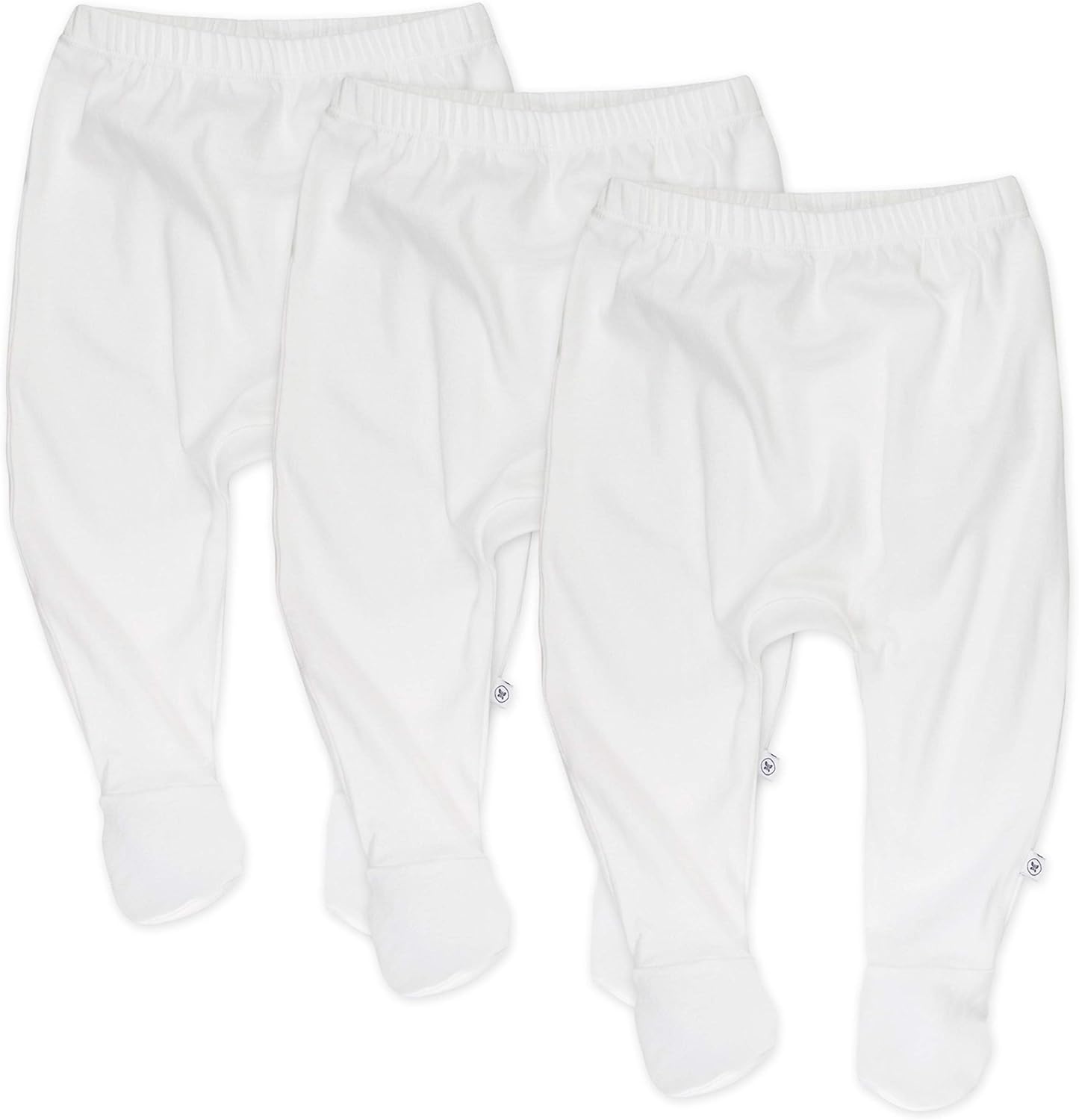 HonestBaby 3-pack Footed Pants Roomy Fit Pull on Bottoms 100% Organic Cotton for Infant Baby Boys