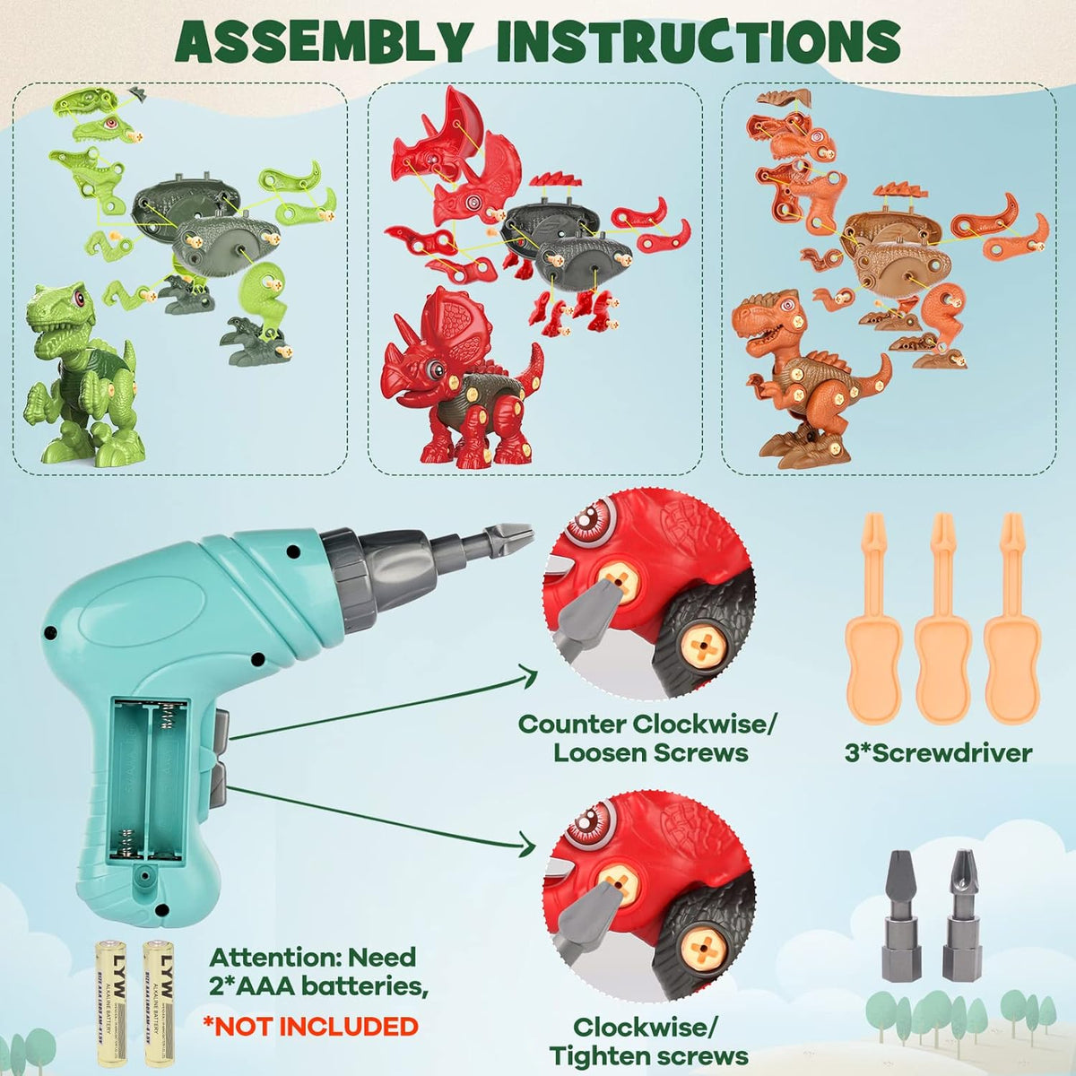 Laradola Dinosaur Toys for 4 5 6 7 8 Year Old Boys, Take Apart Dinosaur Toys for Kids 3-5 5-7 STEM