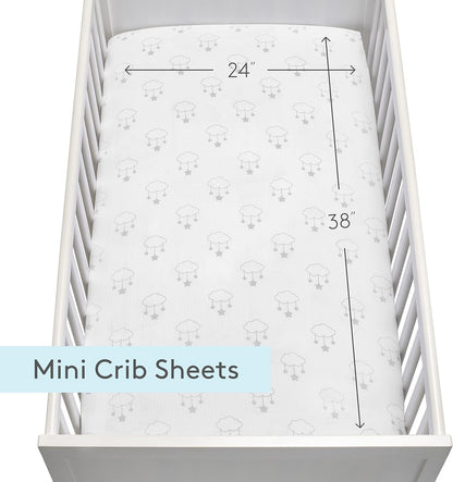 Newton Baby Mini Crib Fitted Sheets (2-Pack) | Organic Muslin Cotton, Breathable & Soft Baby