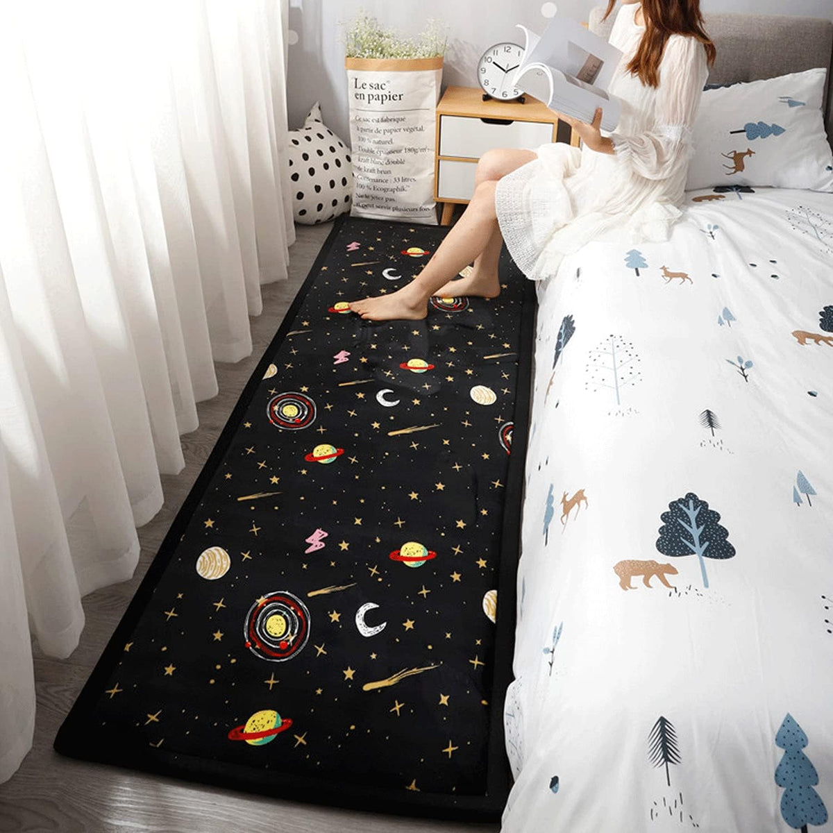 Loartee Coral Velvet Area Rug - 1" Thick Memory Foam Baby Play Mat, Washable Toddler Carpet, Home