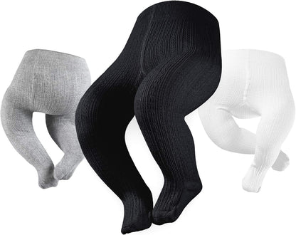 Petrass Baby Girls Cable Knitted Tights Infant Full-Footed Seamless Cotton Tights New-born Girls