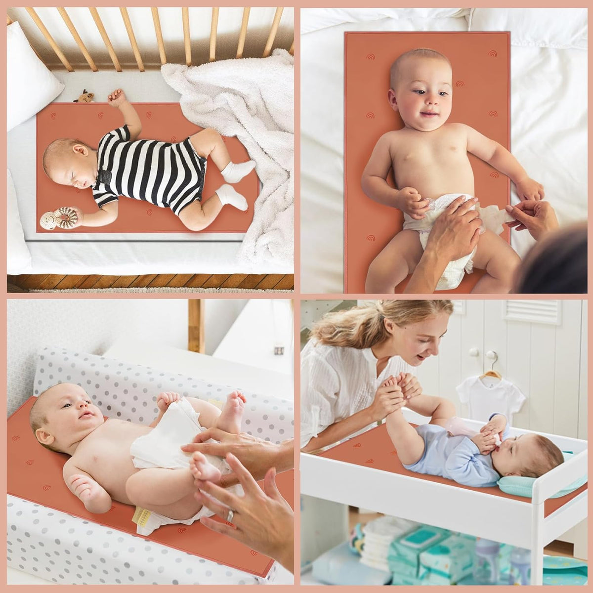 Vegan Leather Baby Changing Mat - Wipeable Portable Changing Pad 2 Pack, Foldable Travel Changing