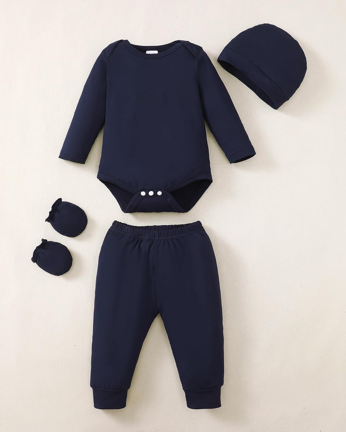 NZRVAWS Newborn Baby Boy Girl Clothes Unisex Infant Romper Pants Set Hat 4-Pack Outfits 0-12 Months
