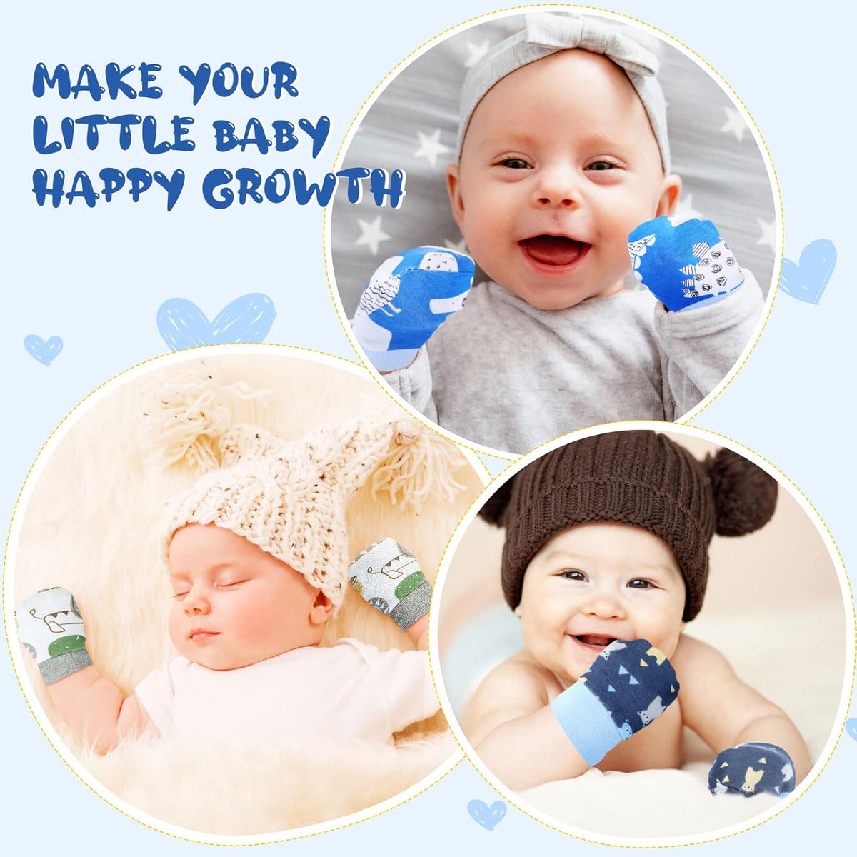 6 Pairs Newborn Baby Mittens No Scratch Gloves Infant Toddler Anti Scratch Essentials Unisex Cotton