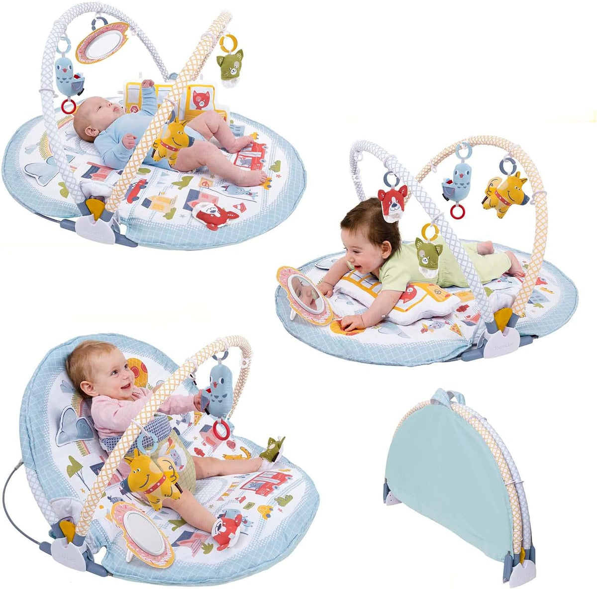 Yookidoo Baby Gym Urban Lay to Sit-Up Playmat. 3-in-1 Newborns Activity Center with Tummy Time