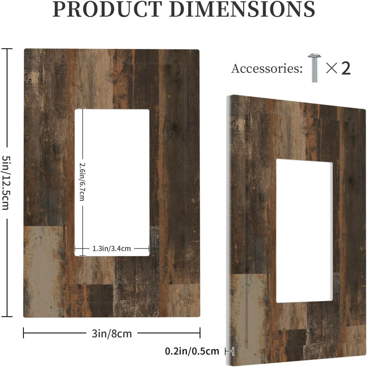 Rustic Brown Wood Grain Dark Oak Decorative Outlet Covers 1 Gang Single Rocker Light Switch Cover