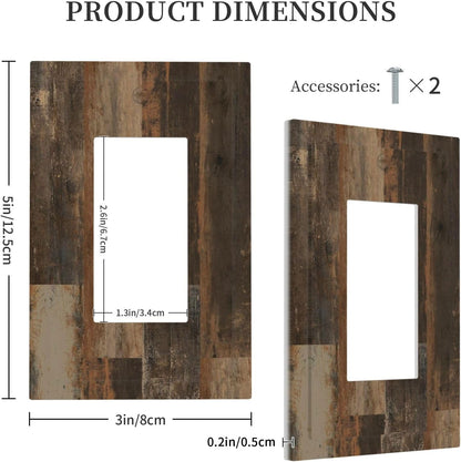 Rustic Brown Wood Grain Dark Oak Decorative Outlet Covers 1 Gang Single Rocker Light Switch Cover