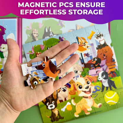 QUOKKA Magnetic Puzzles for Toddlers 3-4 - 2x48 Travel Puzzle Games for Kids Ages 3-5 Years Old