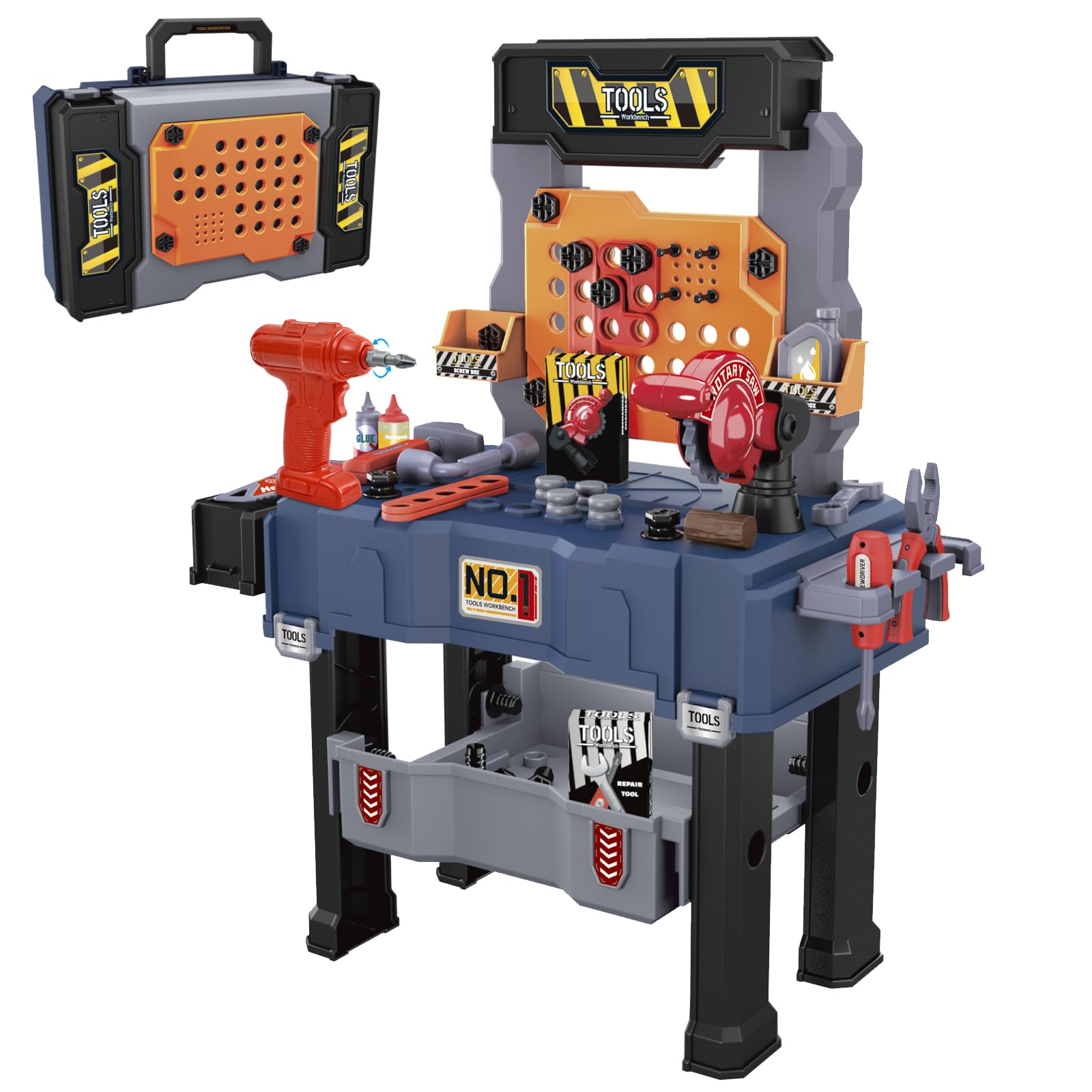 MUGEYMYD Kids Tool Bench Set with Electric Drill and Realistic Tool