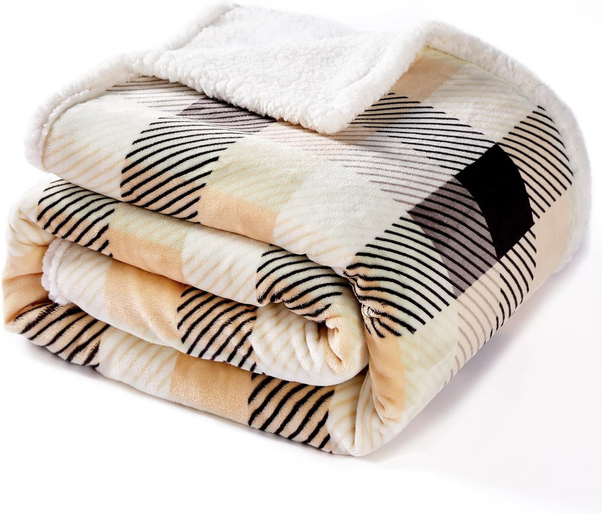 Touchat Sherpa Plaid Twin Blanket 60" X 70", Fuzzy Fluffy Soft Cozy Throw Blanket, Twin Size Plush