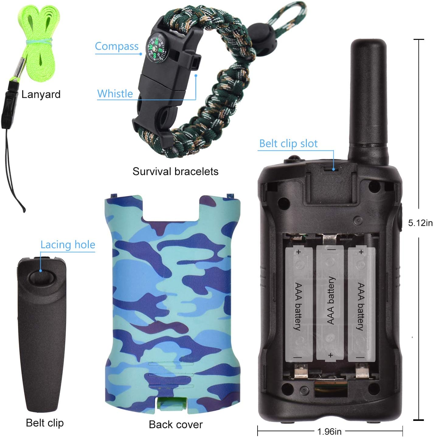 Walkie Talkies for Kids 22 Channel 2 Way Radio 3 Miles Long Range Handheld Walkie Talkies Durable
