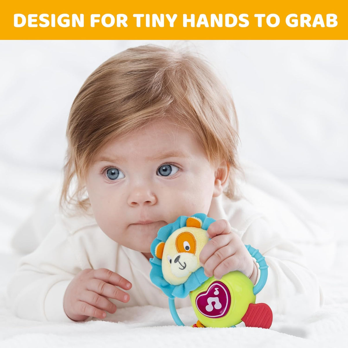 KiddoLab Musical Caesar Teething Toy for 3 Months and Up - Baby Teether, Rattle & Musical Toy with