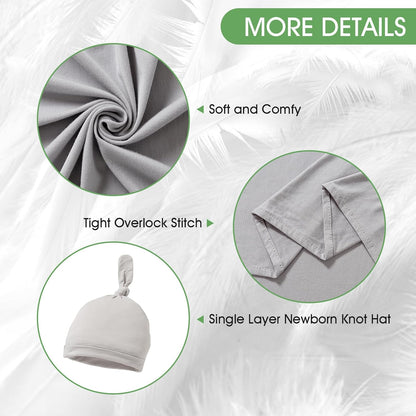 iEvolve Cotton Knitted Baby Swaddle Blanket with Hat Headband Set Newborn Swaddle Wrap Receiving