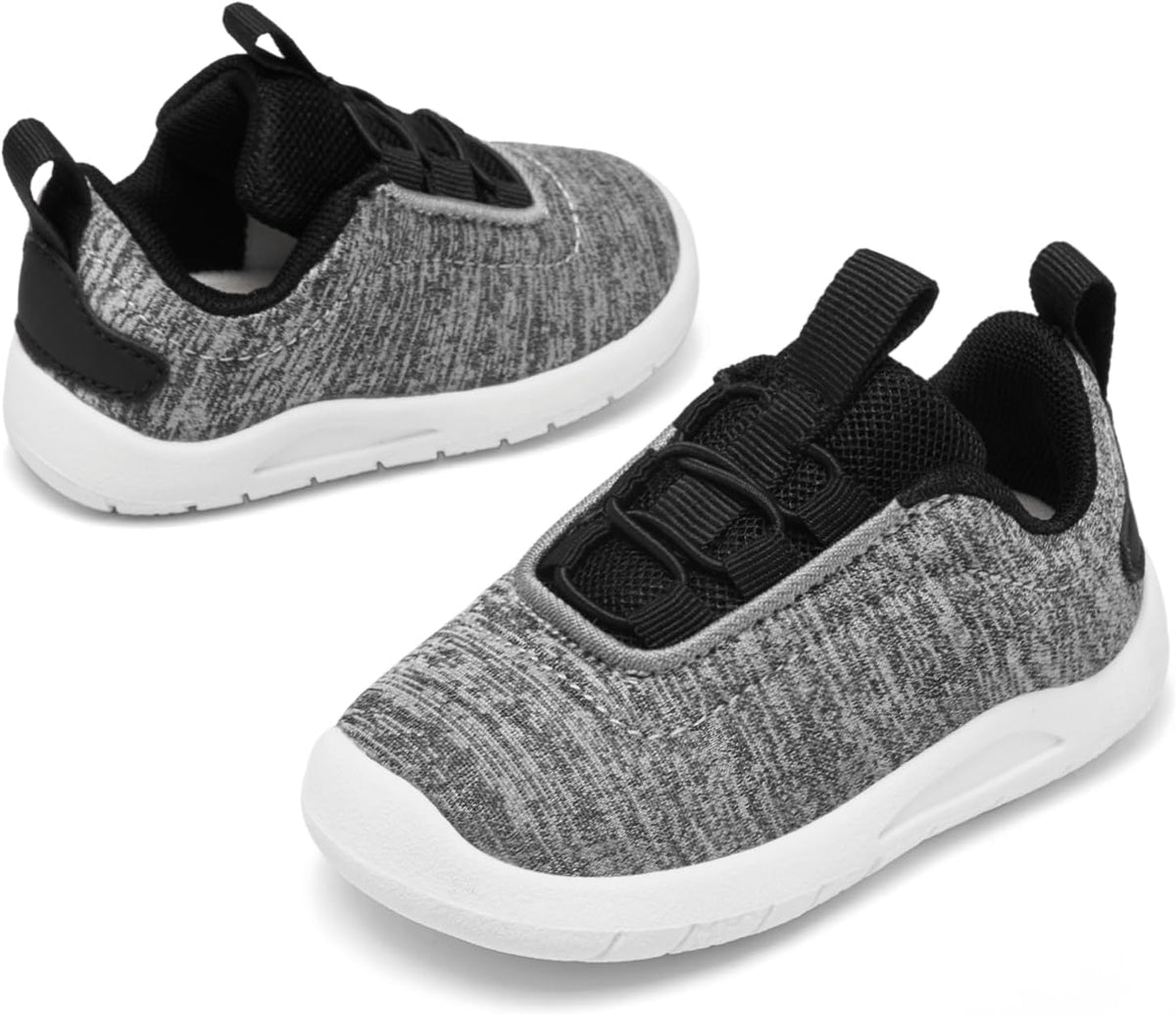 MORENDL Toddler Slip On Sneakers Baby Walking Shoes Non-Slip Breathable Unisex Pink Mesh Lace-Up