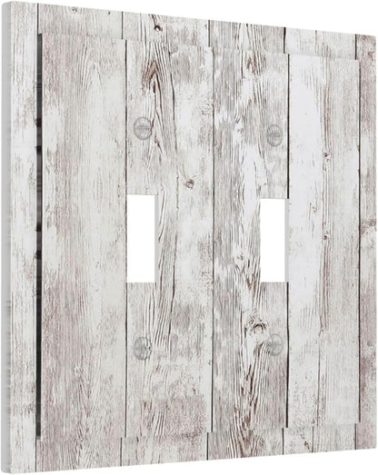 Decorative Switch Plates Rustic Vintage White Wood Grain 2 Gang Double Toggle Outlet Light Switch