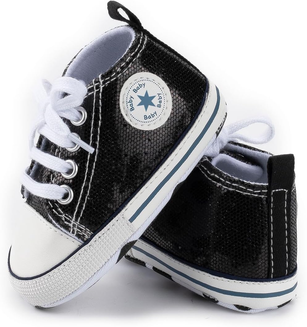 Unisex Baby Girls Boys Canvas High-top Shoes, Newborn Infant Anti-Slip Soft Sole Frist Walking