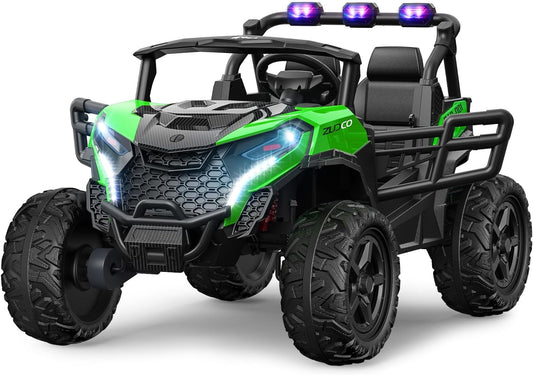 24V 2 Seater Ride on Car Truck, 4x200W, EVA Tires, Remote Control, 4WD/2WD, Rainbow Lights, Shock