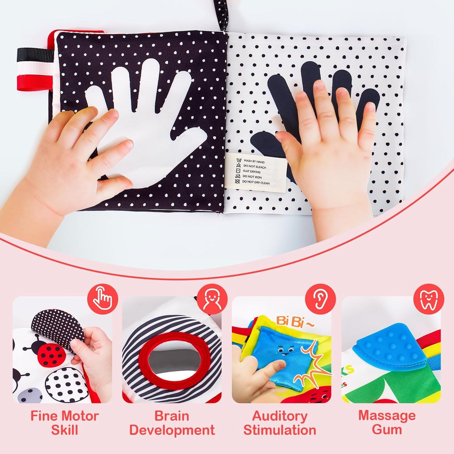 hahaland Baby Books 0-6 Months - 2PCS Infant Toys 0-6m Tummy Time Babies Toy Newborn Toys High