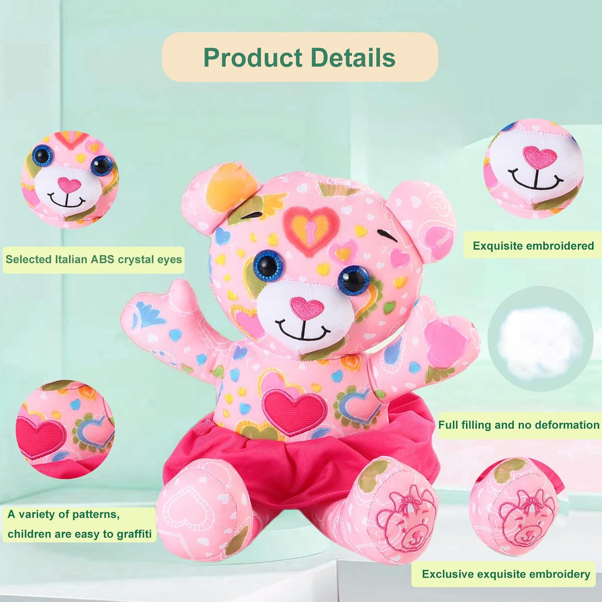 Coloring Plush Toy with 5 Washable Markers for Little Girls Doodle Dolls for Kids Ages 4-6 Birthday
