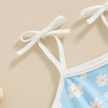 WZTYYDS Toddler Baby Girl Summer Clothes Floral Romper Tie-Up Strap Halter Jumpsuit Infant Summer