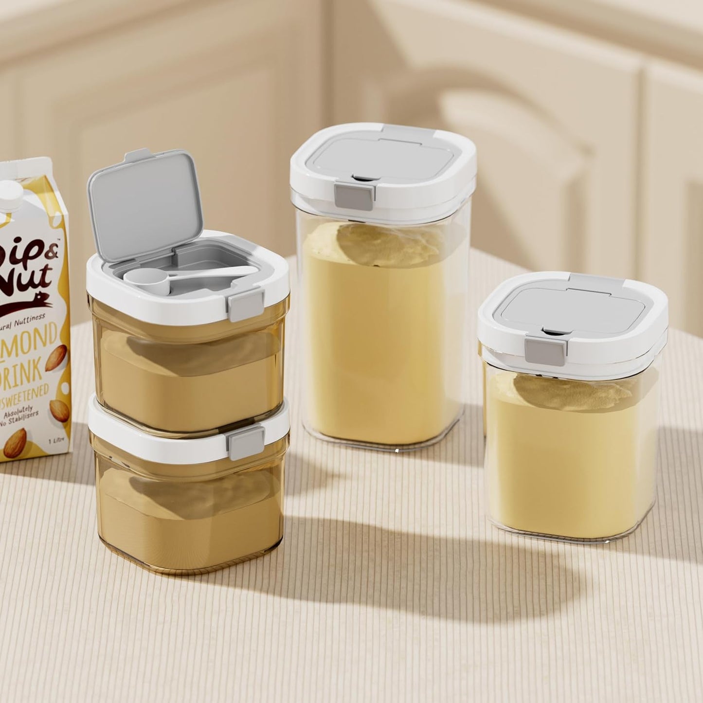 Formula Container to go-1800ml Travel Dispenser BPA Free Airtight Container with Spoon and Layered