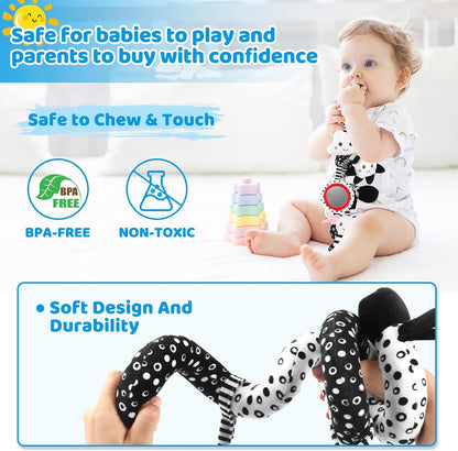 Car Seat Toys Hanging and Stroller Toys for Babies 0-6 Months，High Contrast Baby Toys for Newborn 0