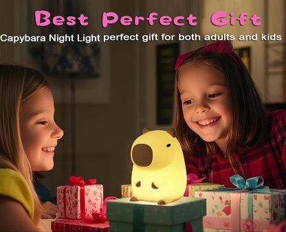 Cute Capybara Night Light,LED Squishy Animal Night Lamp,Soft Silicone Novelty Nightlight,Kids Funny