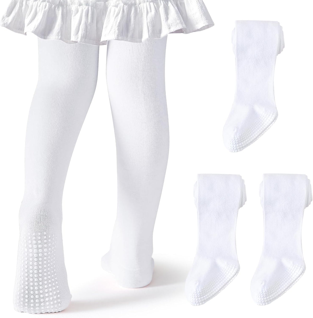 Baby Tights Non Slip Toddler Stockings Tights with Grippers Seamless Soft Cotton Knit Leggings